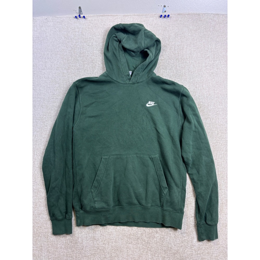 Nike Mens Club Fleece Hoodie Dark Green Medium Tall Pullover Sweatshirt